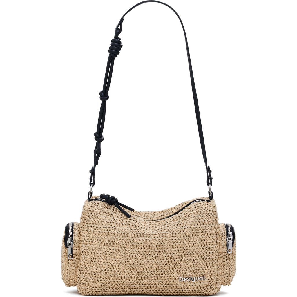 Desigual Straw Shoulder Bag In Brown