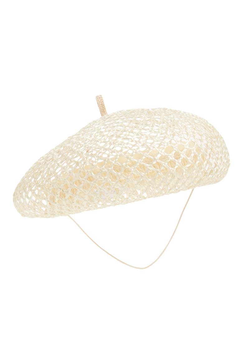 Coco Woven Straw Beret, Main, color, NATURAL