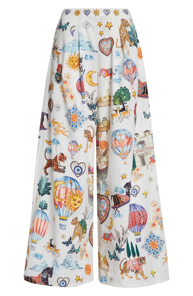 Camilla Kapadokya Kitsch Pleated Organic Cotton Wide Leg Pants, Main, color, Kapadokya Kitsch