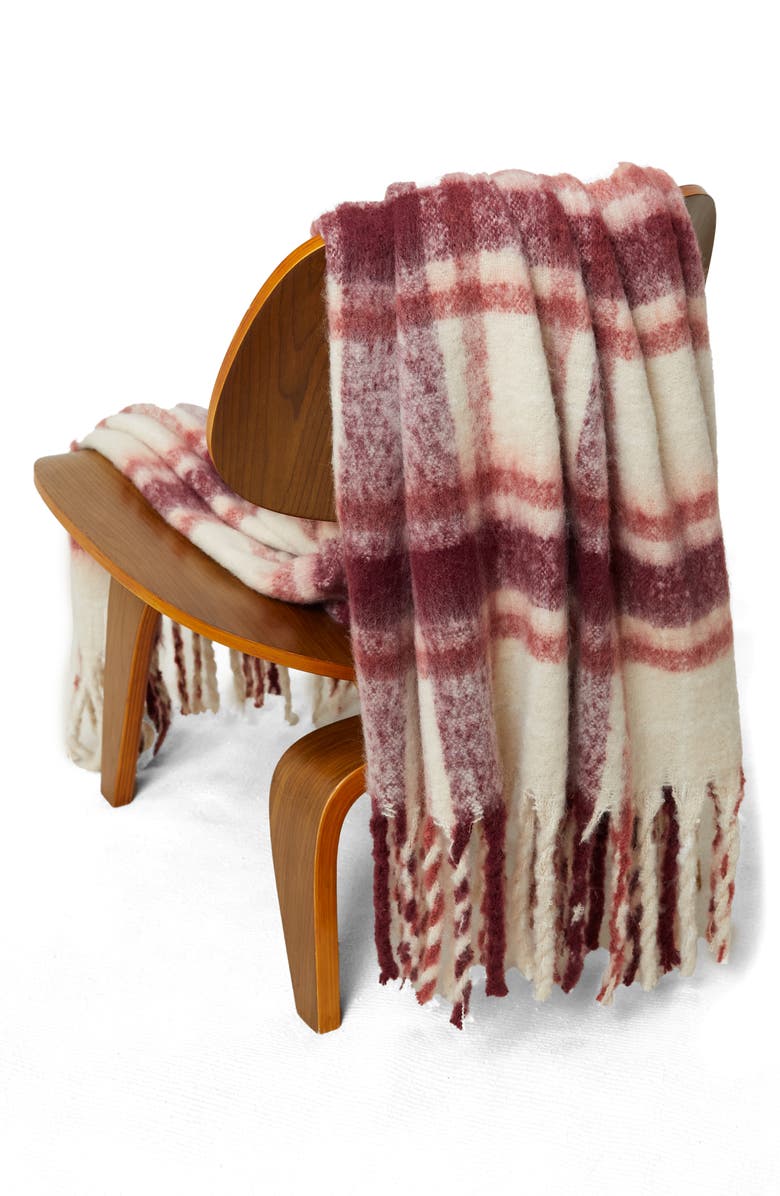 UpWest Fireside Fleece Throw Blanket, Alternate, color, Henna Plaid