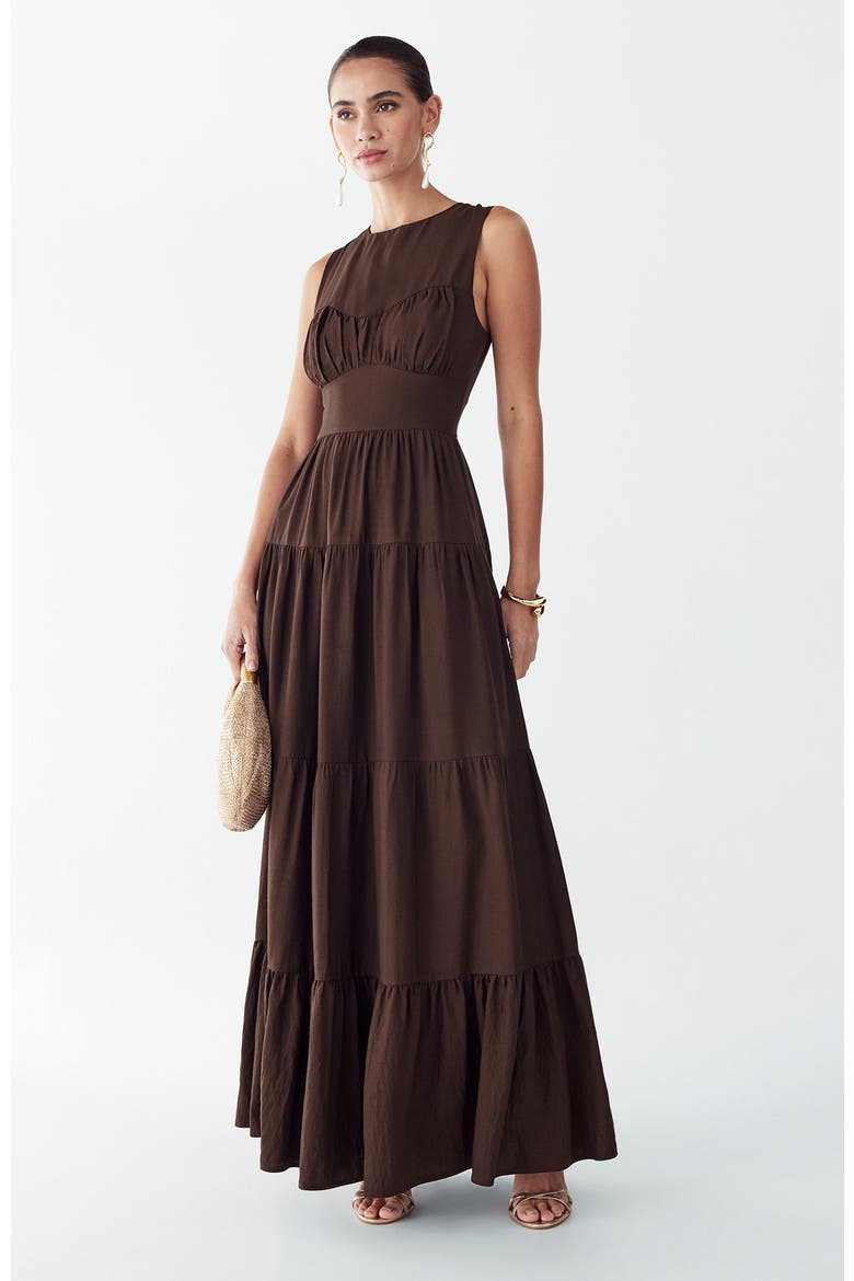 Elowyn Maxi Dress, Alternate, color, Chocolate