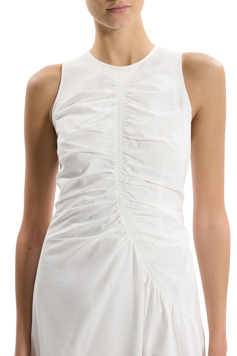 Asymmetric Ruched Sleeveless Midi Dress, Alternate, color, WHITE