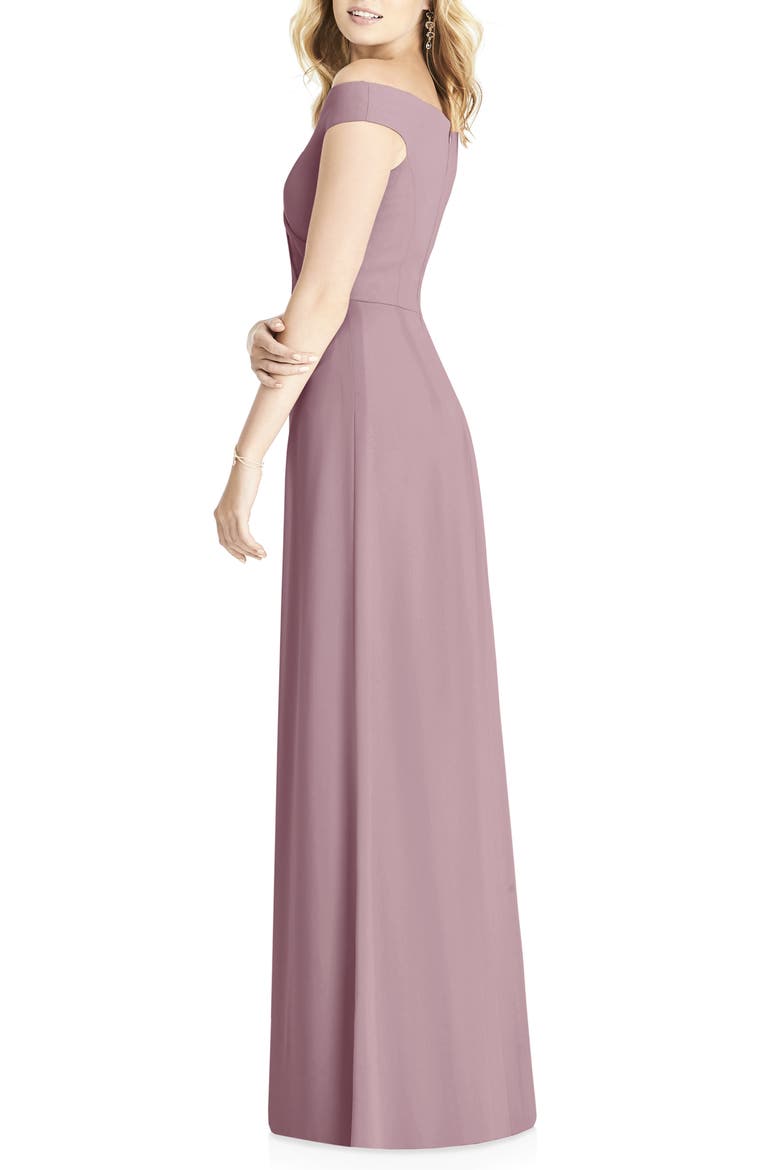 Off the Shoulder Chiffon A-Line Gown, Alternate, color, DUSTY ROSE