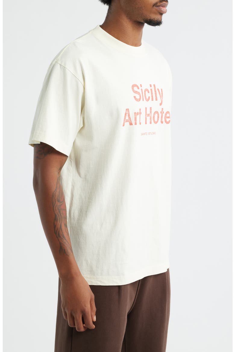 Sicily Art Hotel Graphic T-Shirt, Alternate, color, CREAM