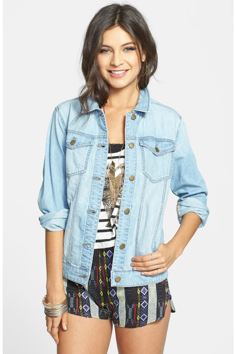 Oversized Denim Jacket, Main, color, MEDIUM LIGHT WASH