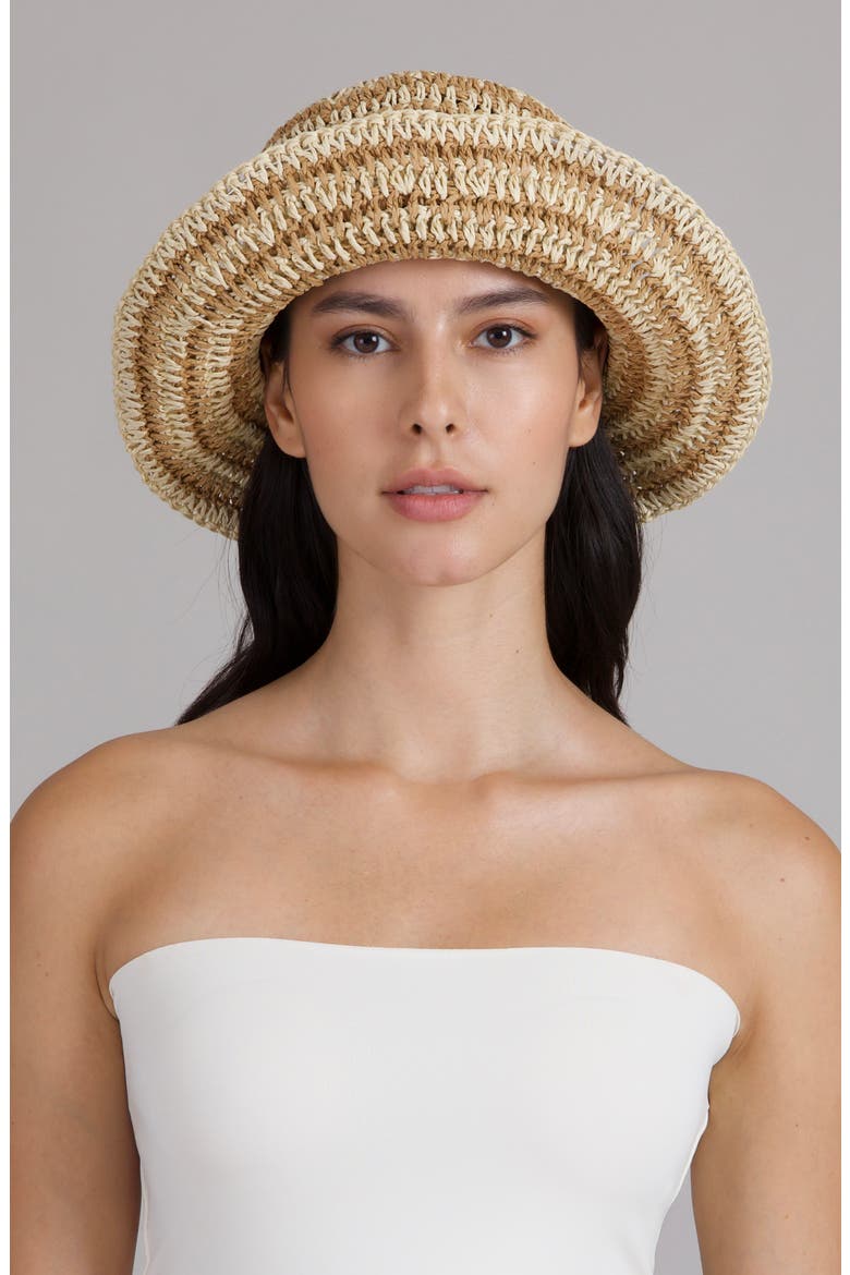 Jonah Crochet Straw Bucket Hat, Alternate, color, NATURAL/ CAMEL