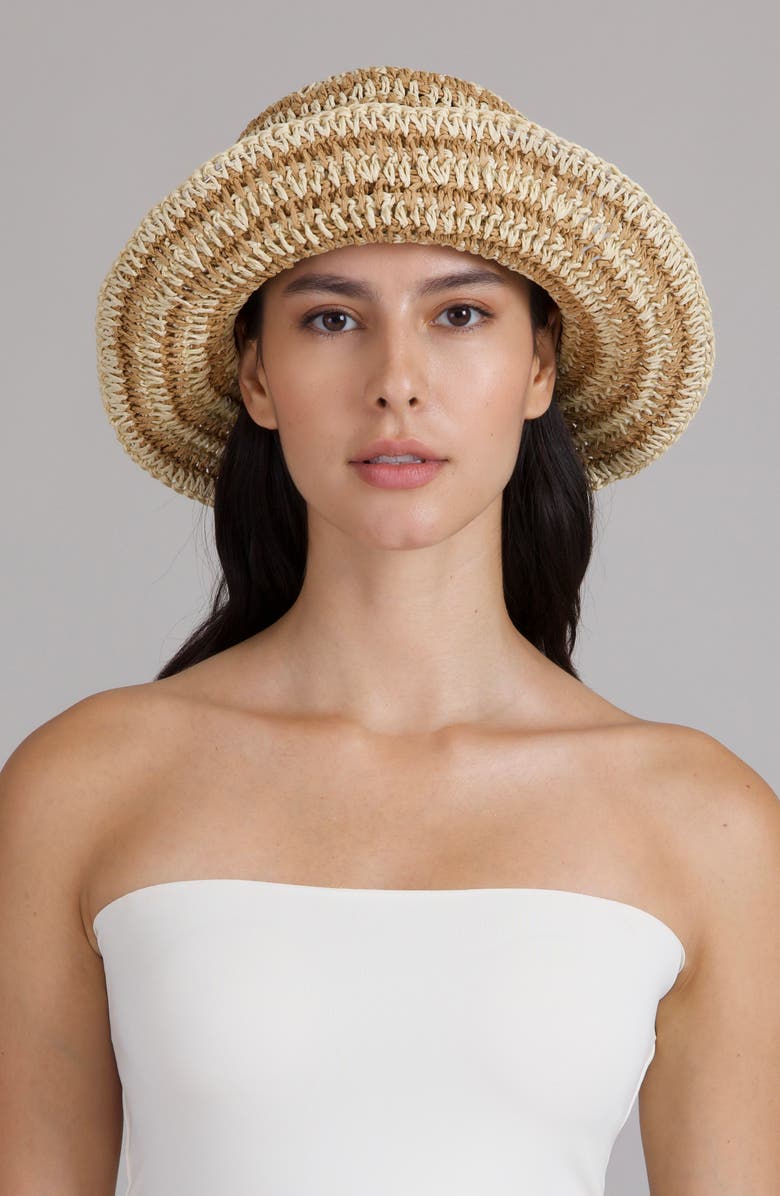 Eugenia Kim Jonah Crochet Straw Bucket Hat, Alternate, color, Natural/ Camel