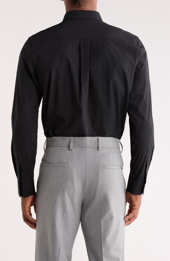 Solid Stretch Button-Up Shirt