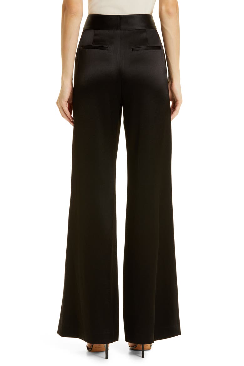 Dylan Wide Leg Satin Trousers, Alternate, color, BLACK