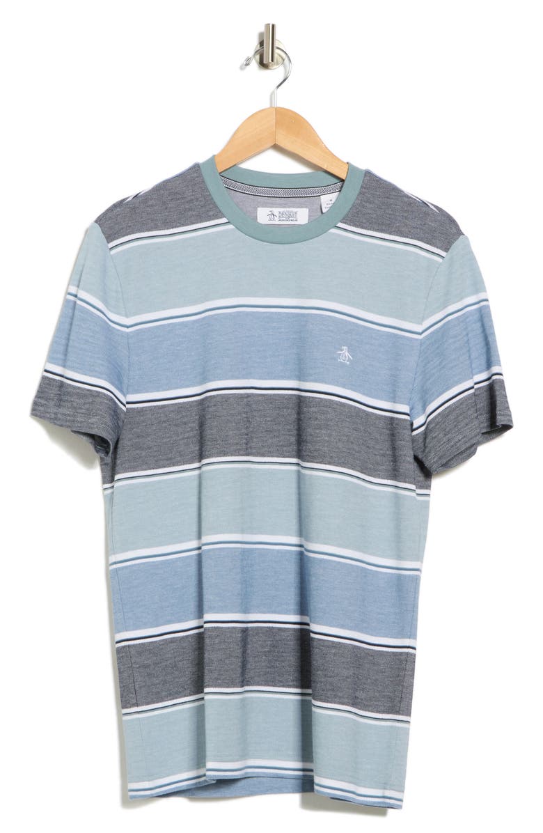 Original Penguin Gradient Stripe Cotton Piqué T-Shirt, Alternate, color, Citadel