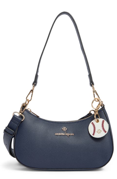 Convertible Faux Leather Baguette Shoulder Bag