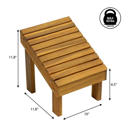 Jonathan Y Saru 11.8" Traditional Classic Solid Acacia Wood Shower Shaving Foot Stool In Brown