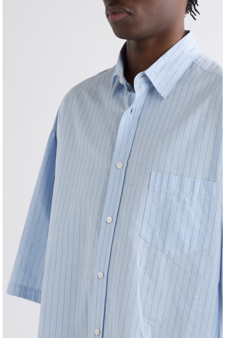 Soffia Stripe Short Sleeve Button-Up Shirt, Alternate, color, BABY BLUE