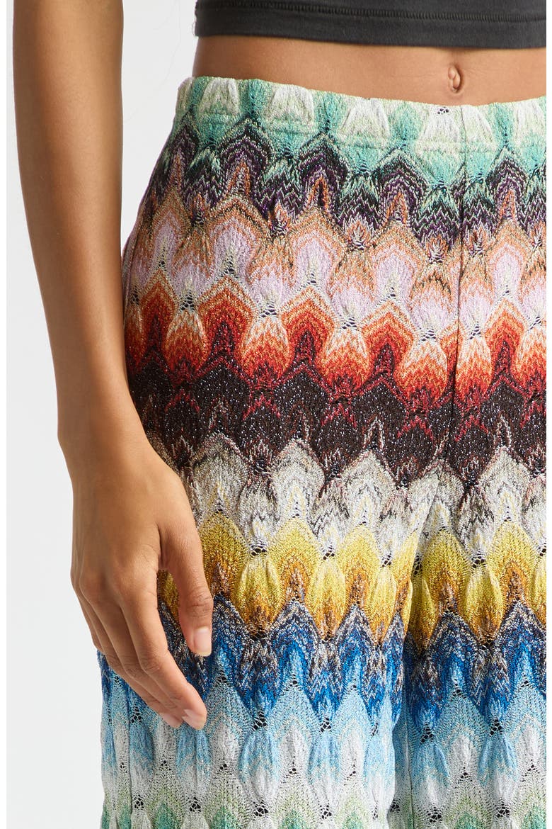 Lace Motif Lamé Pants, Alternate, color, MULTICOLOR ON BLACK BASE