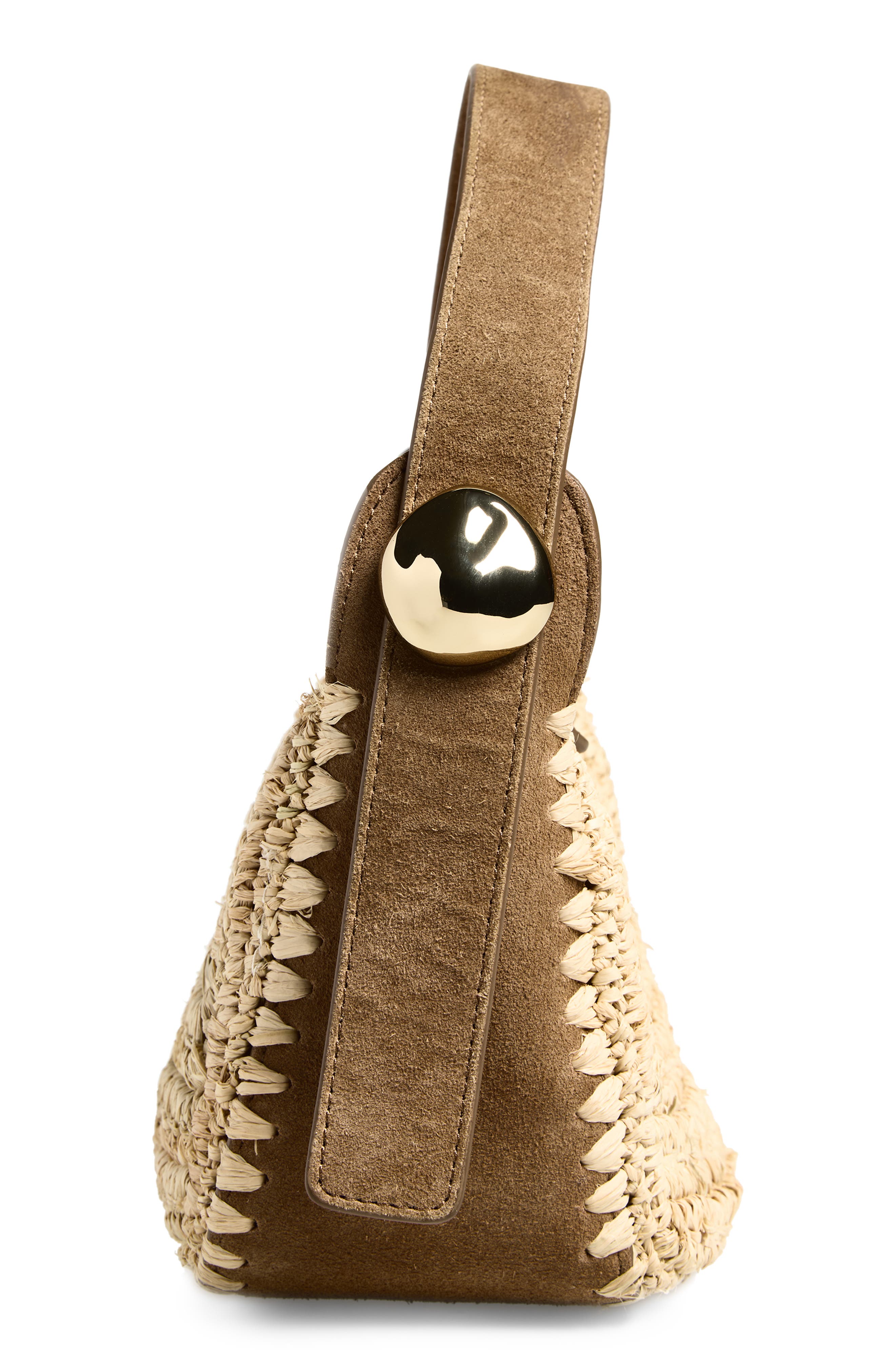 The Sculpted Metal Wristlet Bag, Alternate, color, AGED COGNAC MULTI