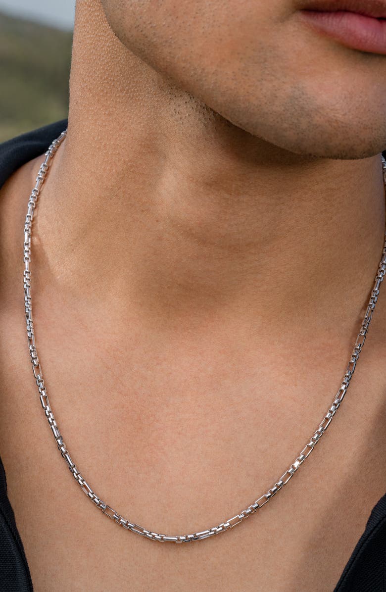 Bony Levy Men's 14K Gold Box Chain Necklace, Alternate, color, 14K White Gold