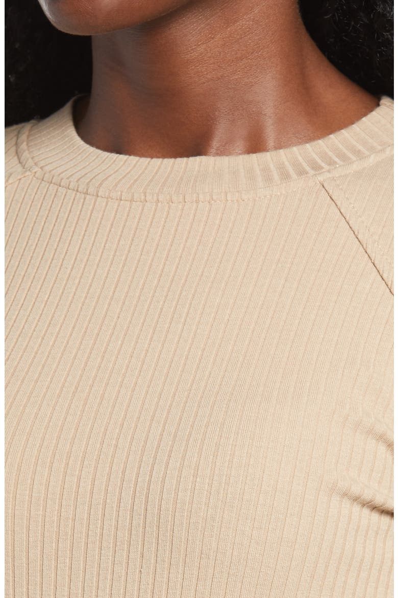 Ribbed Long Sleeve Midi Dress, Alternate, color, CUBAN SAND