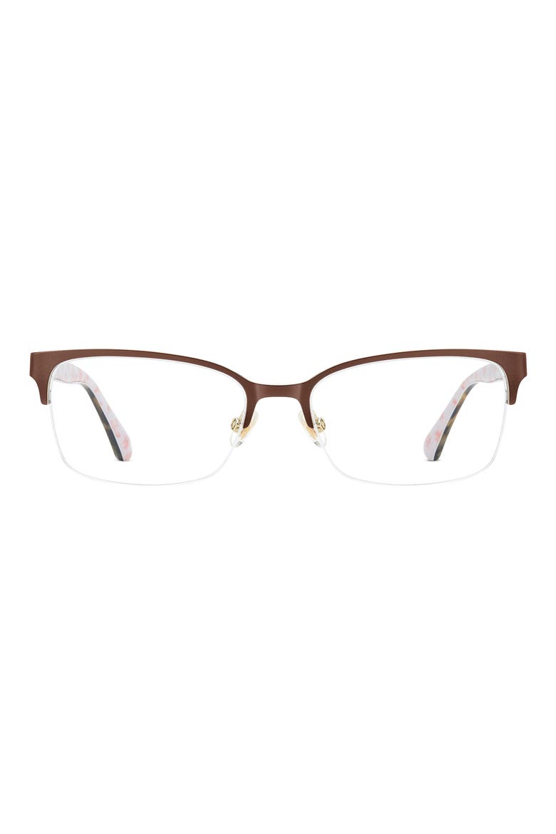 alexanne 53mm rectangular reading glasses, Main, color, BROWN
