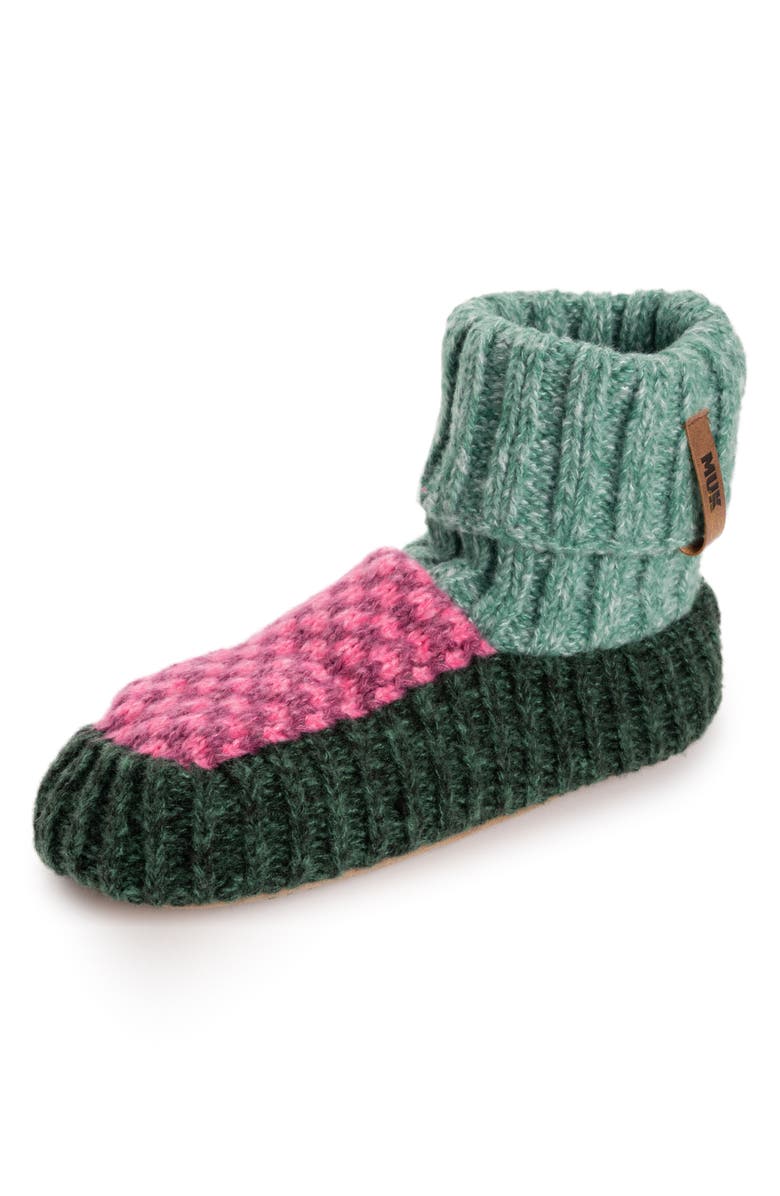 MUK LUKS Slipper Socks, Alternate, color, Green- Pink