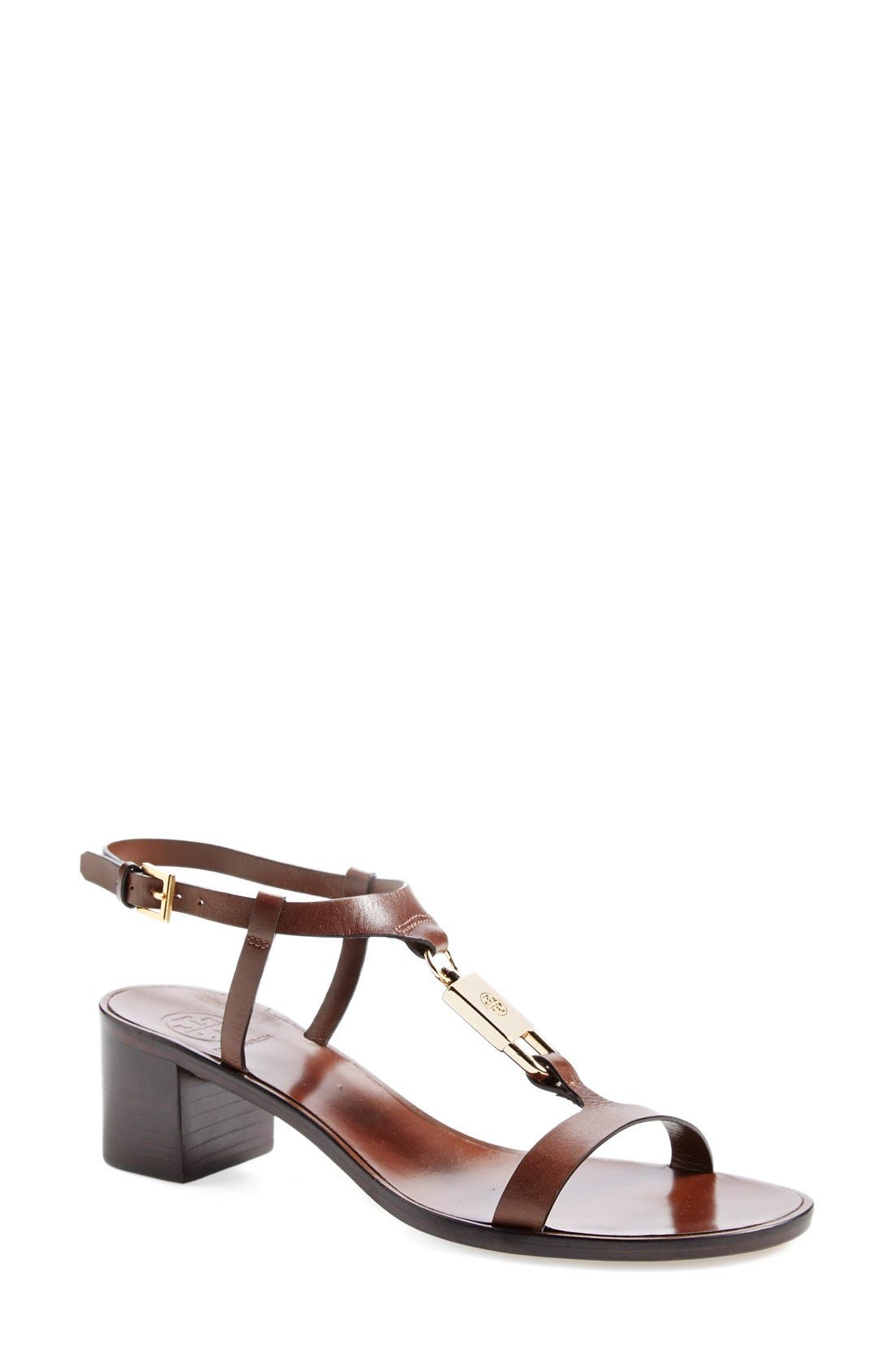 Tory Burch 'Padlock' Leather Sandal, Main, color, 