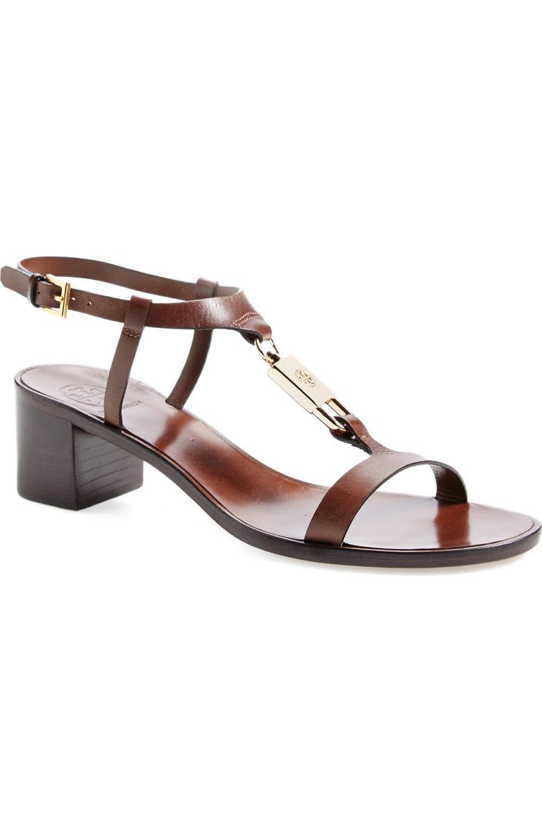 Tory Burch 'Padlock' Leather Sandal, Main, color,