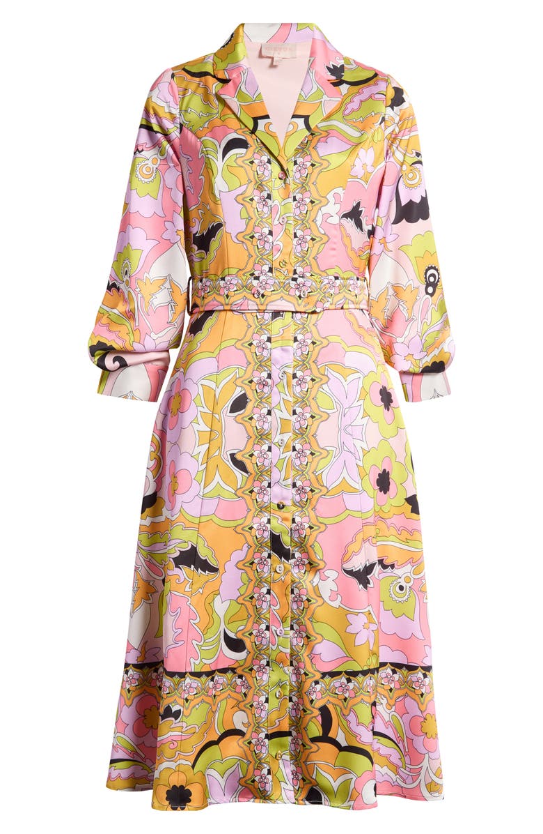 CIEBON Breeze Floral Print Belted Midi Shirtdress, Alternate, color, 
