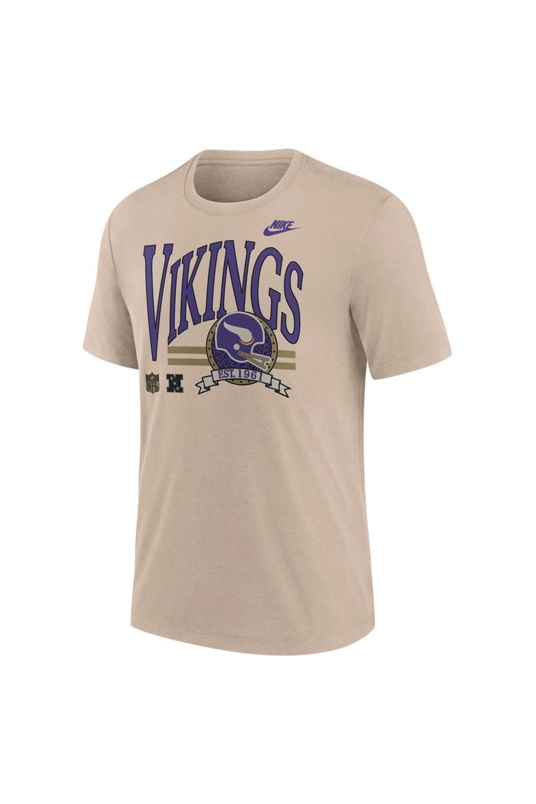 Men's Nike Sand Minnesota Vikings Rewind Tri-Blend T-Shirt, Alternate, color, Sand