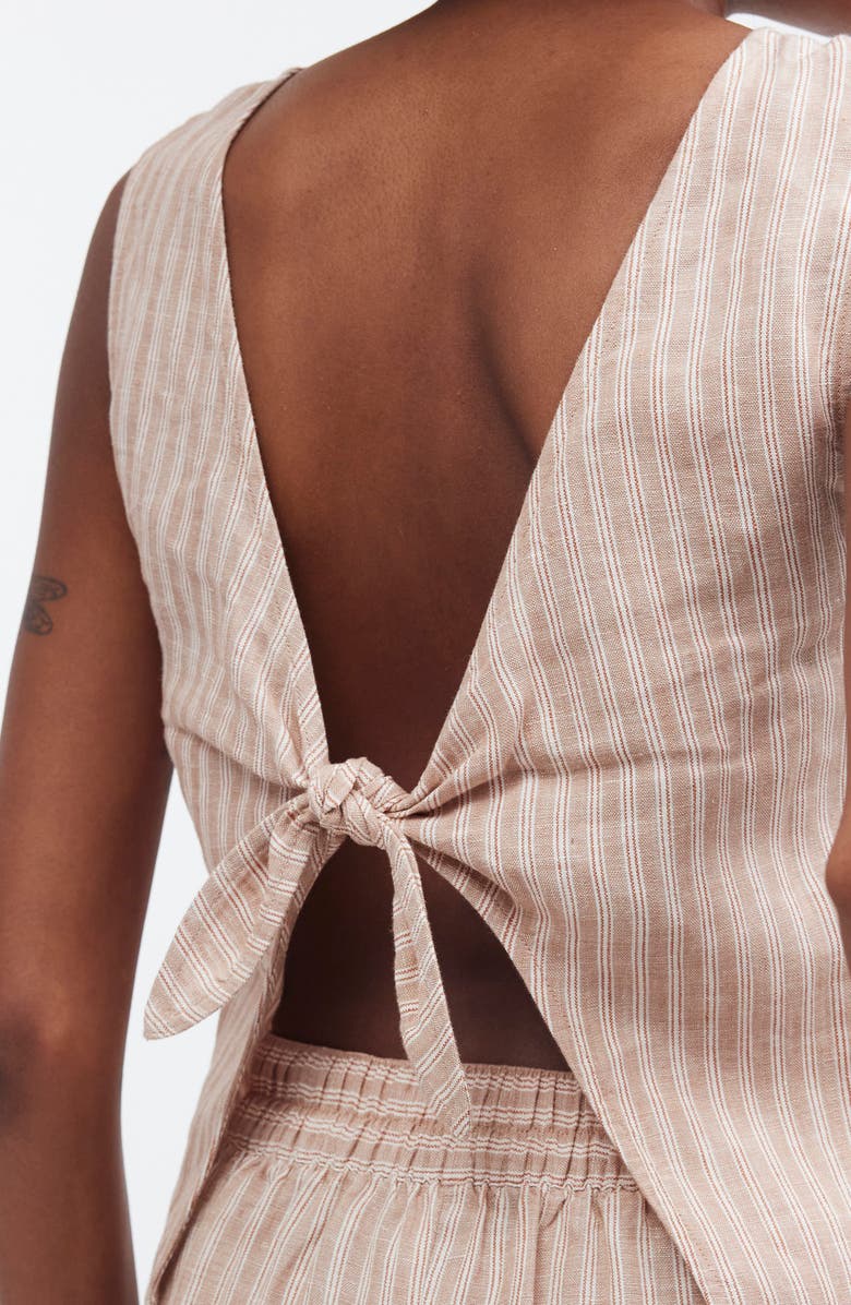 Madewell Scoop Neck Tie Back Linen Tank, Alternate, color, Miso