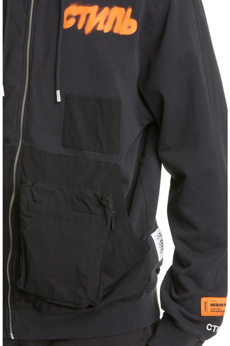 Contrast Pocket Zip Hoodie, Alternate, color, BLACK MULTI