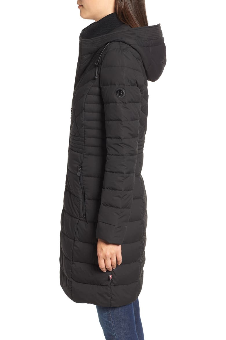 Stretch Quilted Walker Coat, Alternate, color, BLACK