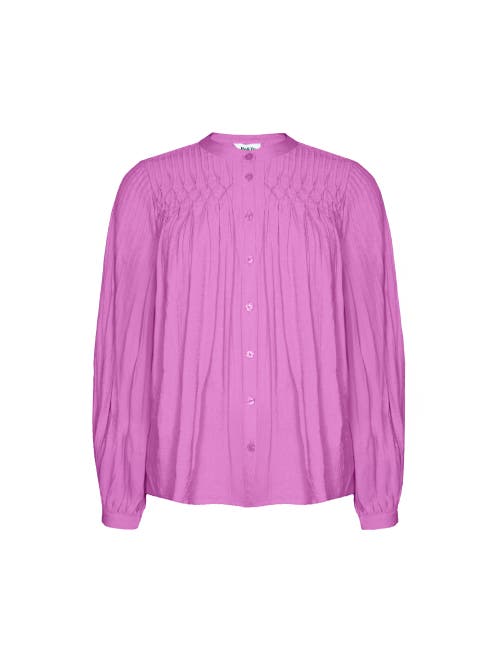 Ro&zo Pink Smocked Detail Long Sleeve Blouse In Pink