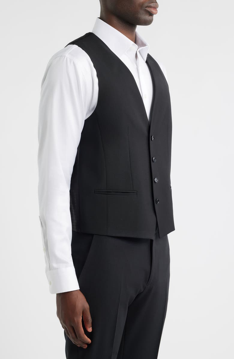 BOSS Houston Slim Fit Black Virgin Wool Suit Vest, Alternate, color, Black