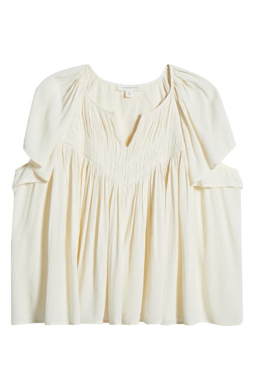 Treasure & Bond Shirred Raglan Sleeve Gauze Top In White
