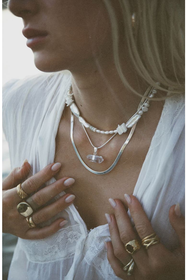 Ancient Wisdom Quartz Pendant Necklace, Alternate, color, SILVER