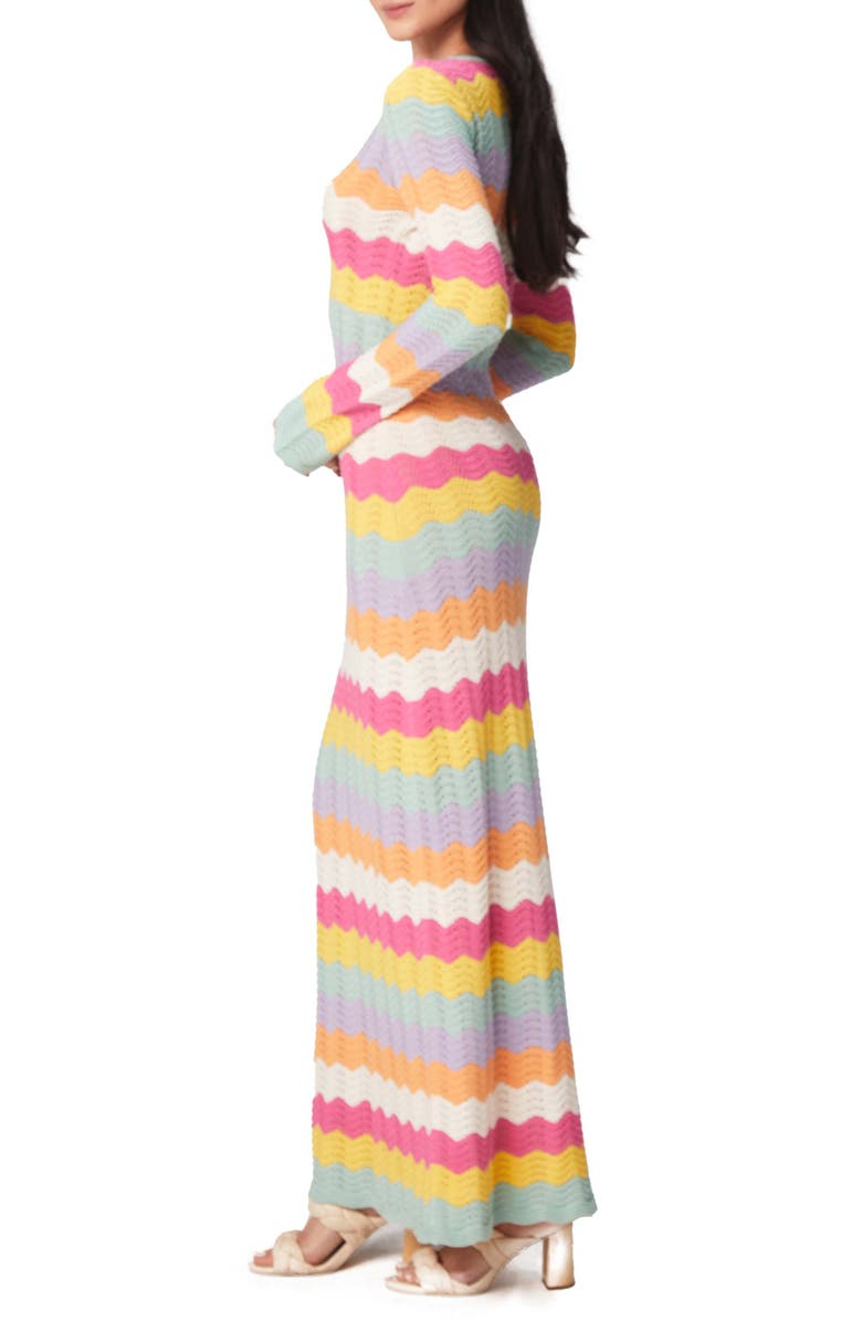 Capittana Ella Stripe Long Sleeve Knit Cover-Up Dress, Alternate, color, Multicolor Pink