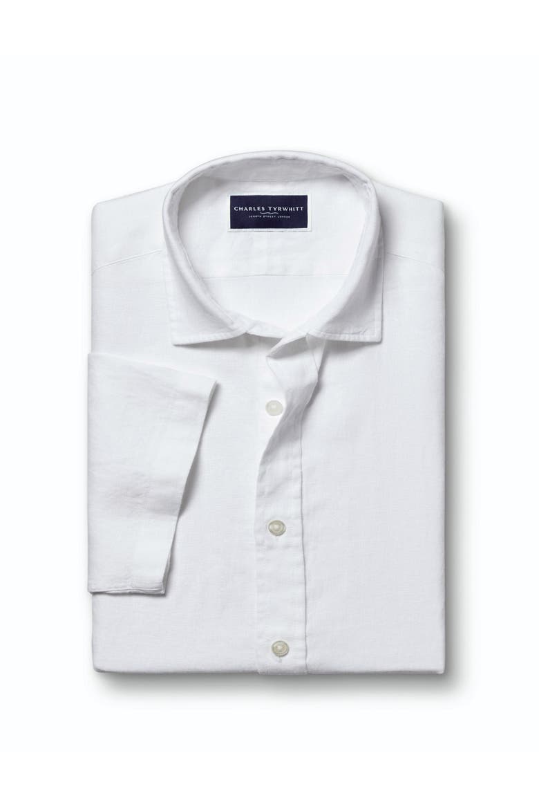 Plain Pure Linen Short Sleeve Shirt, Alternate, color, White
