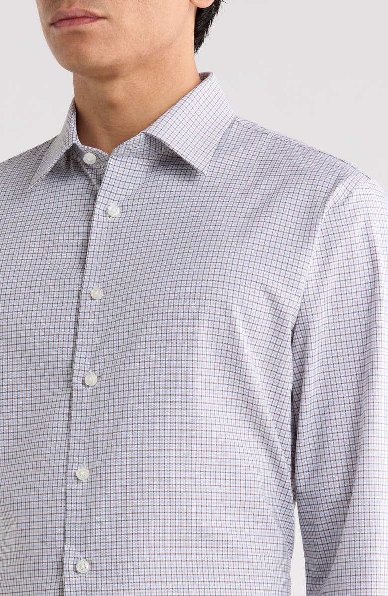 Nordstrom Trim Fit Premium Check Cotton Button-Up Shirt, Alternate, color, Brown- Blue Bono Plaid