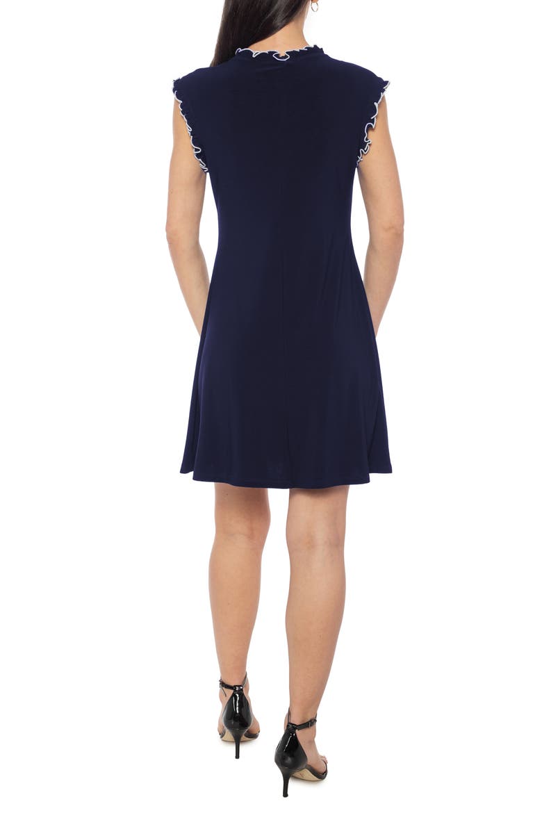 Ruffle Cap Sleeve A-Line Dress, Alternate, color, NAVY WHITE
