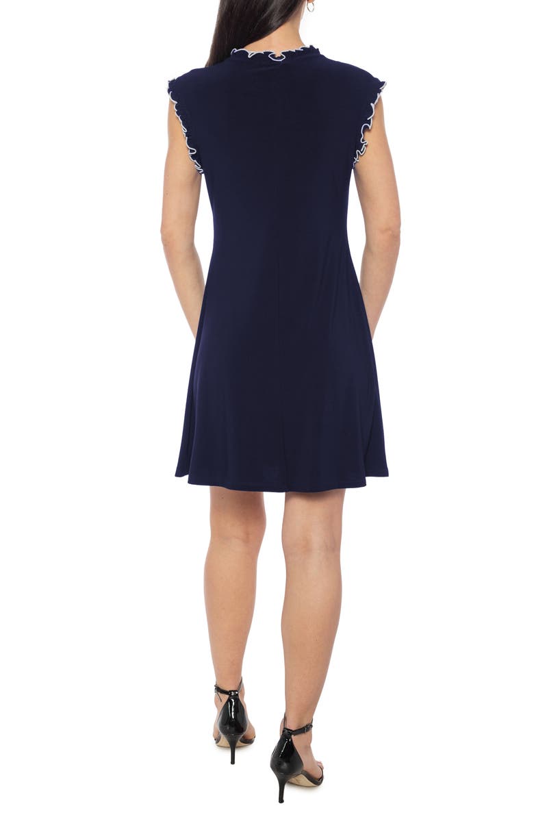 TASH AND SOPHIE Ruffle Cap Sleeve A-Line Dress, Alternate, color, Navy White