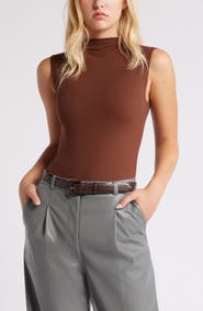 Open Edit Funnel Neck Double Layer Bodysuit
