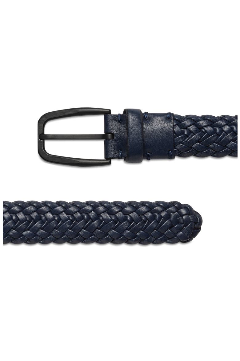 Braided Leather Belt, Alternate, color, NAVY BLUE