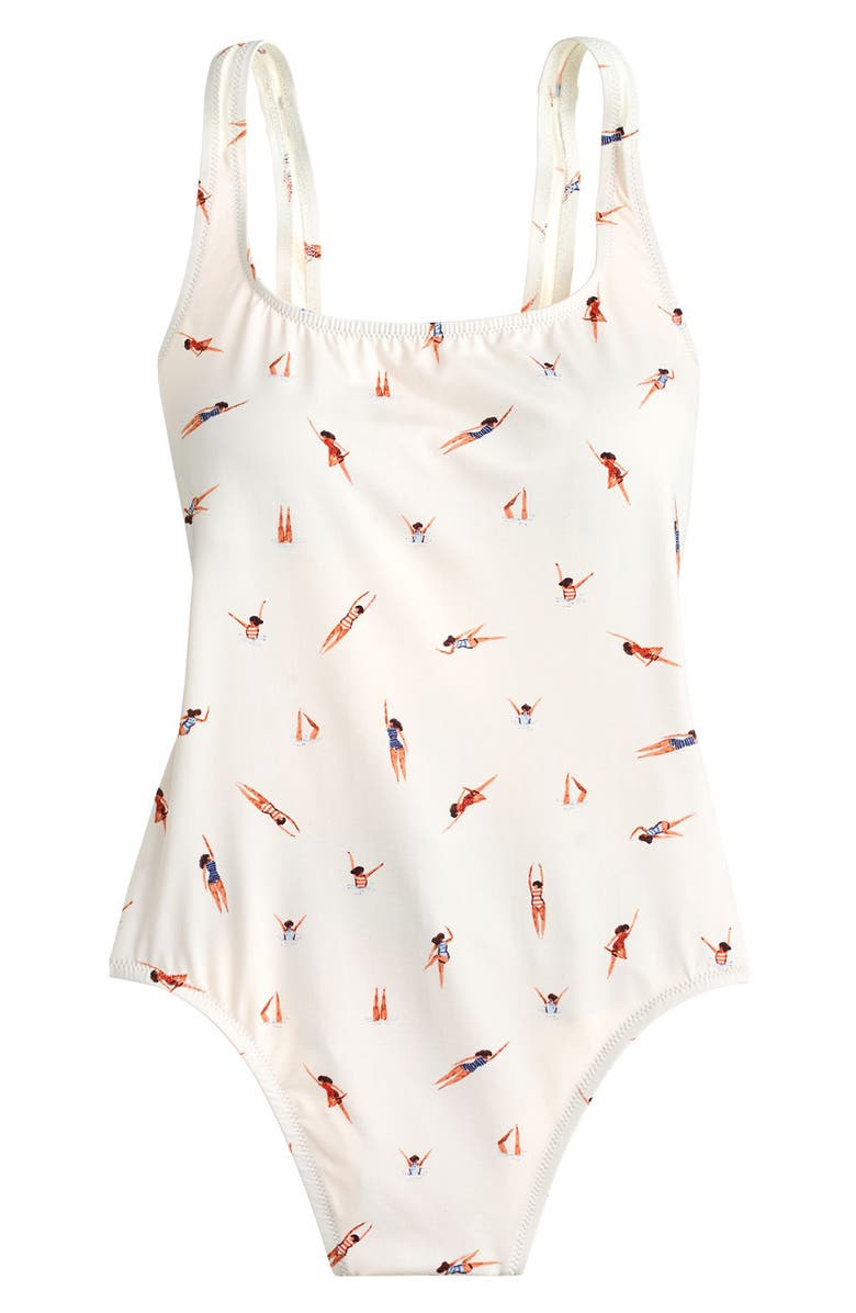 J.Crew Swimmer Print Tank One-Piece Swimsuit, Alternate, color, 
