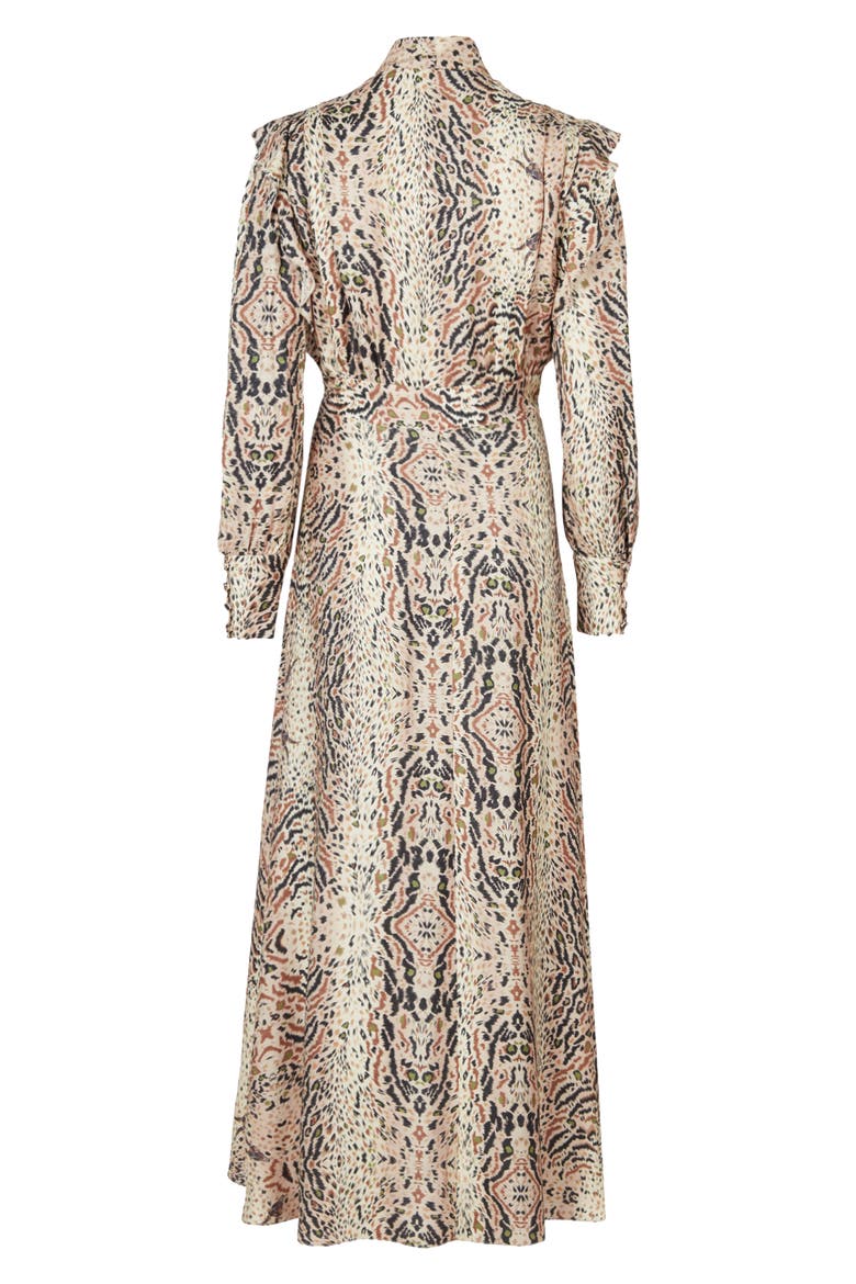 Lia Arietta Mixed Print Long Sleeve Cotton Blend Shirtdress, Alternate, color, ECRU WHITE