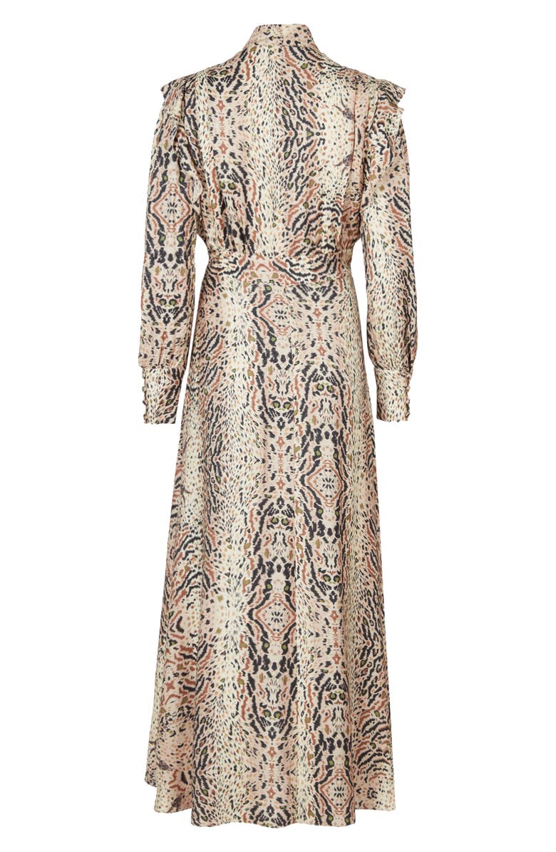AllSaints Lia Arietta Mixed Print Long Sleeve Cotton Blend Shirtdress, Alternate, color, 