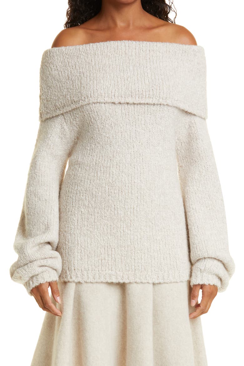 Camuto Off the Shoulder Wool & Cashmere Blend Sweater, Main, color, 282HPO-H PEARL OAT