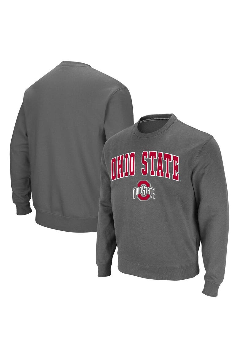 Men's Colosseum Charcoal Ohio State Buckeyes Team Arch & Logo Tackle Twill Pullover Sweatshirt, Main, color, Charcoal