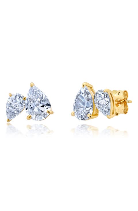 Small Up And Down Pear Cut Earrings