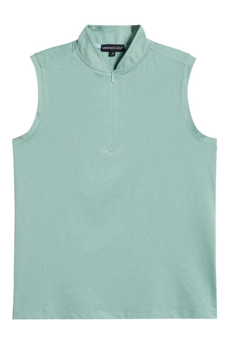 Brynn Sleeveless Half Zip Polo, Alternate, color, SAGE