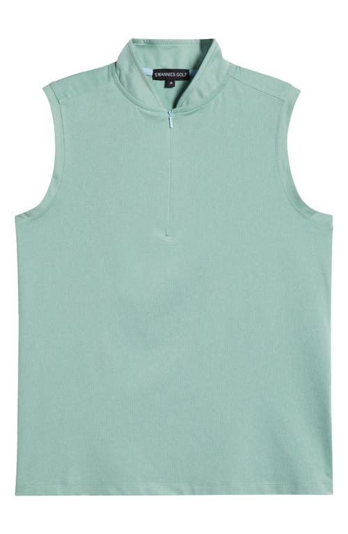 Swannies Brynn Sleeveless Half Zip Polo In Sage