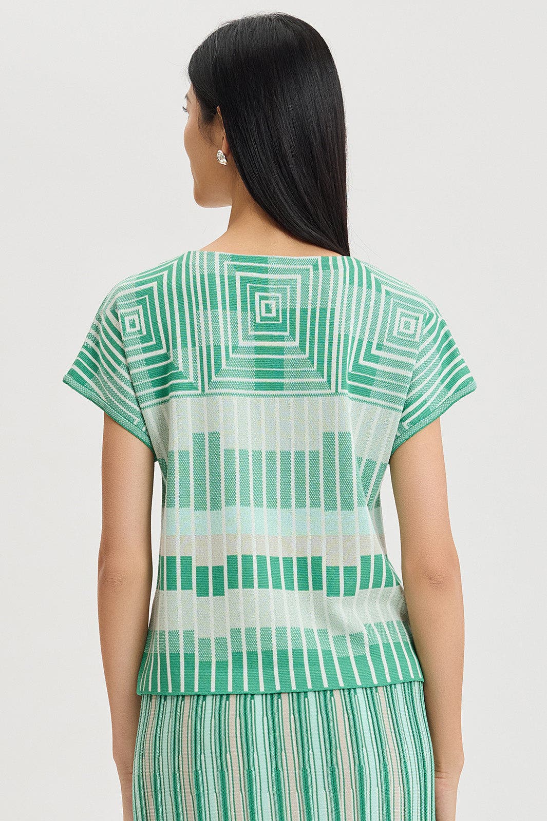 Geometric Jacquard Soft Knit Top - image 2